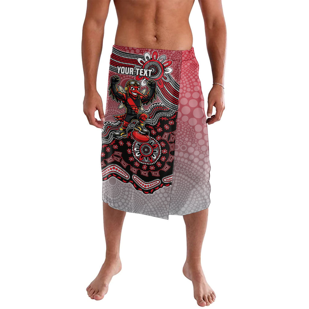 Personalized Essendon Bombers Mascot Lavalava Aboriginal Dot Art Style Vibrant Indigenous Pattern Design