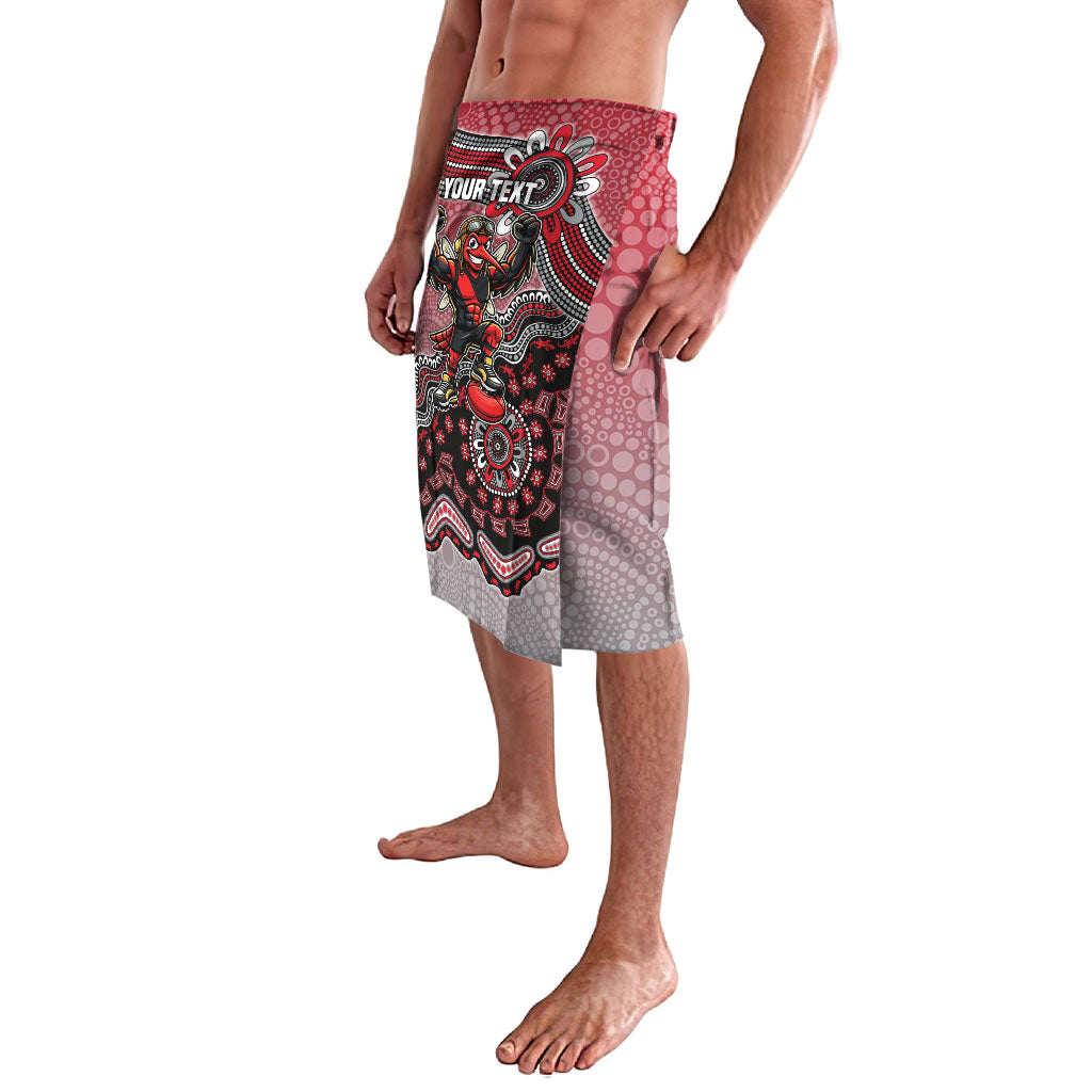 Personalized Essendon Bombers Mascot Lavalava Aboriginal Dot Art Style Vibrant Indigenous Pattern Design