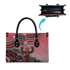 Personalized Essendon Bombers Mascot Leather Bag Aboriginal Dot Art Style Vibrant Indigenous Pattern Design