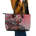 Personalized Essendon Bombers Mascot Leather Tote Bag Aboriginal Dot Art Style Vibrant Indigenous Pattern Design