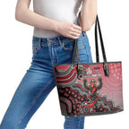 Personalized Essendon Bombers Mascot Leather Tote Bag Aboriginal Dot Art Style Vibrant Indigenous Pattern Design