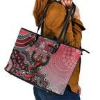Personalized Essendon Bombers Mascot Leather Tote Bag Aboriginal Dot Art Style Vibrant Indigenous Pattern Design