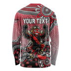 Personalized Essendon Bombers Mascot Long Sleeve Shirt Aboriginal Dot Art Style Vibrant Indigenous Pattern Design