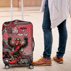 Personalized Essendon Bombers Mascot Luggage Cover Aboriginal Dot Art Style Vibrant Indigenous Pattern Design