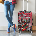 Personalized Essendon Bombers Mascot Luggage Cover Aboriginal Dot Art Style Vibrant Indigenous Pattern Design
