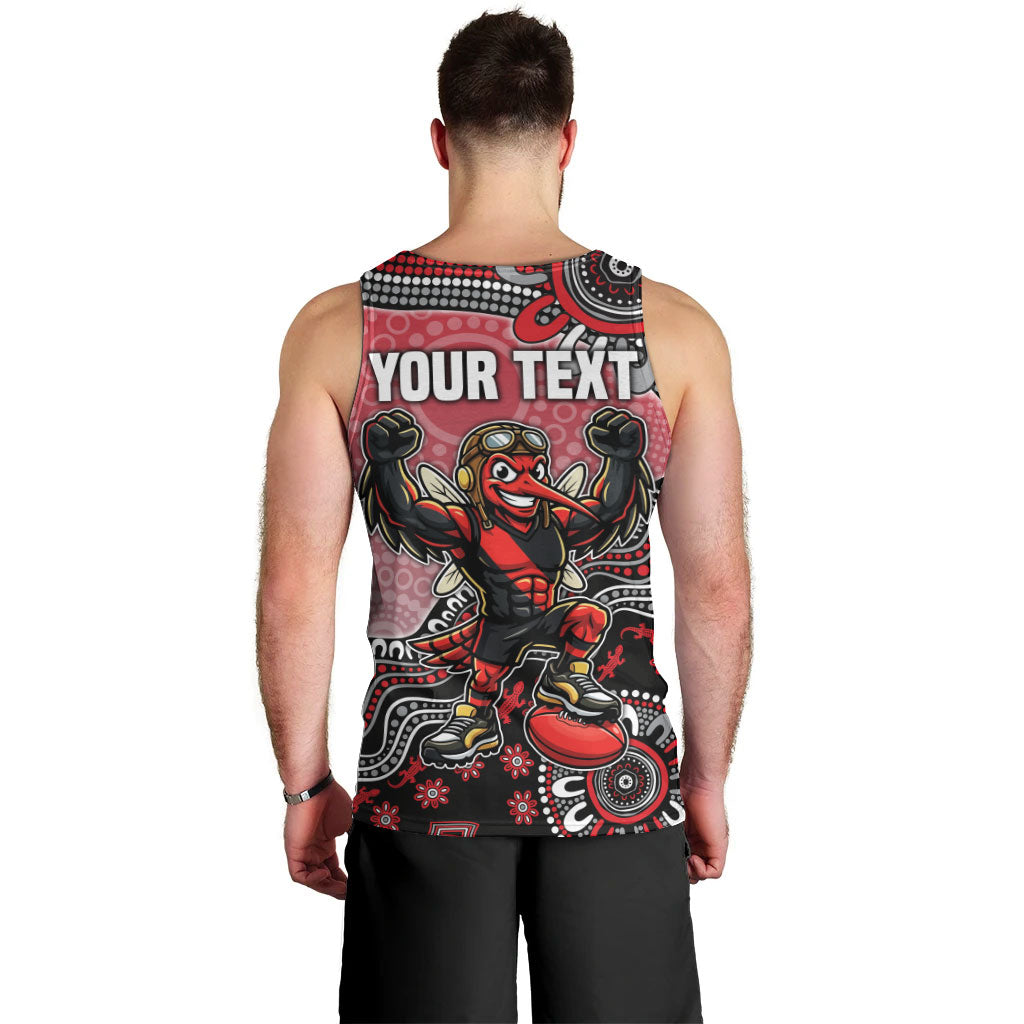 Personalized Essendon Bombers Mascot Men Tank Top Aboriginal Dot Art Style Vibrant Indigenous Pattern Design
