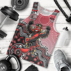 Personalized Essendon Bombers Mascot Men Tank Top Aboriginal Dot Art Style Vibrant Indigenous Pattern Design