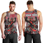 Personalized Essendon Bombers Mascot Men Tank Top Aboriginal Dot Art Style Vibrant Indigenous Pattern Design