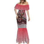 Personalized Essendon Bombers Mascot Mermaid Dress Aboriginal Dot Art Style Vibrant Indigenous Pattern Design