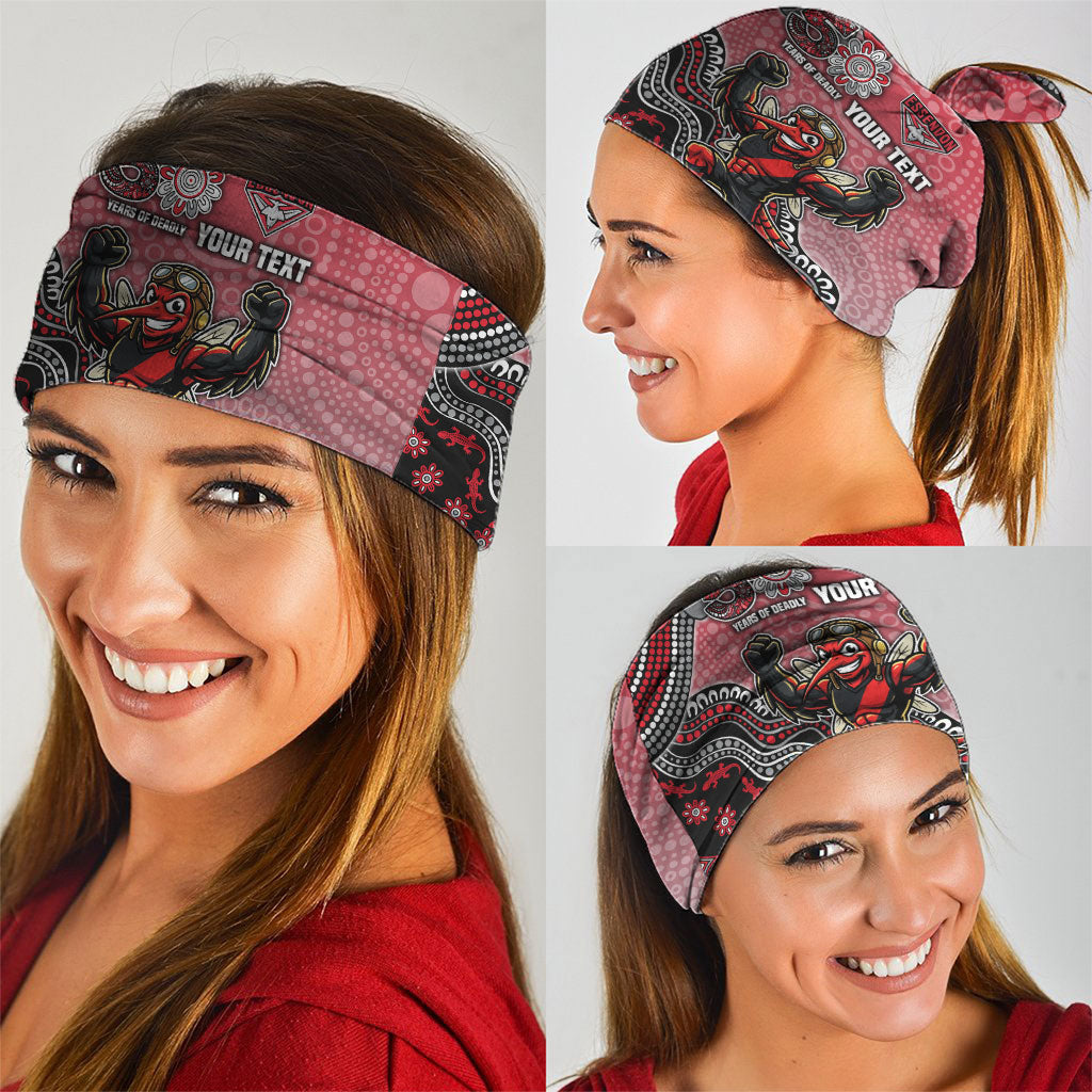 Personalized Essendon Bombers Mascot Neck Gaiter Aboriginal Dot Art Style Vibrant Indigenous Pattern Design