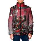 Personalized Essendon Bombers Mascot Padded Jacket Aboriginal Dot Art Style Vibrant Indigenous Pattern Design