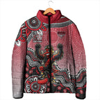 Personalized Essendon Bombers Mascot Padded Jacket Aboriginal Dot Art Style Vibrant Indigenous Pattern Design