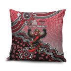 Personalized Essendon Bombers Mascot Pillow Cover Aboriginal Dot Art Style Vibrant Indigenous Pattern Design