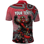 Personalized Essendon Bombers Mascot Polo Shirt Aboriginal Dot Art Style Vibrant Indigenous Pattern Design