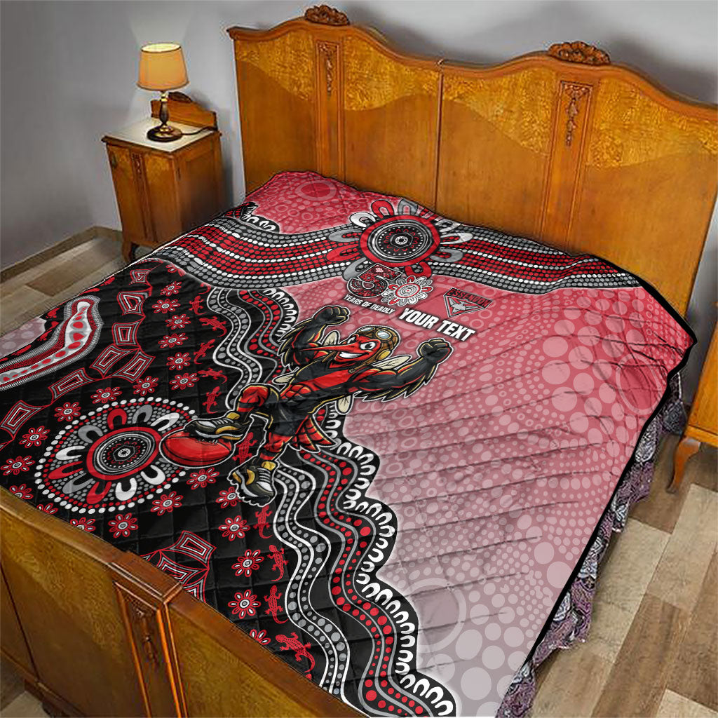 Personalized Essendon Bombers Mascot Quilt Aboriginal Dot Art Style Vibrant Indigenous Pattern Design