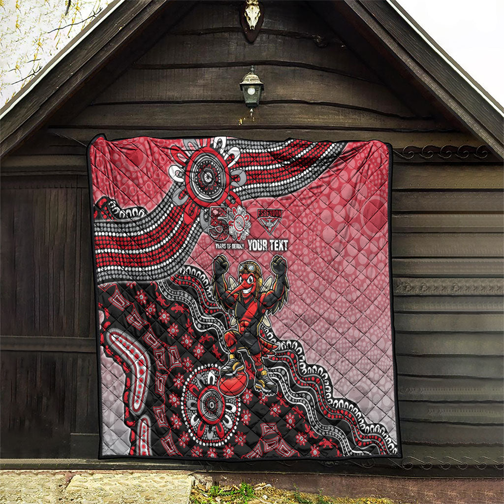 Personalized Essendon Bombers Mascot Quilt Aboriginal Dot Art Style Vibrant Indigenous Pattern Design