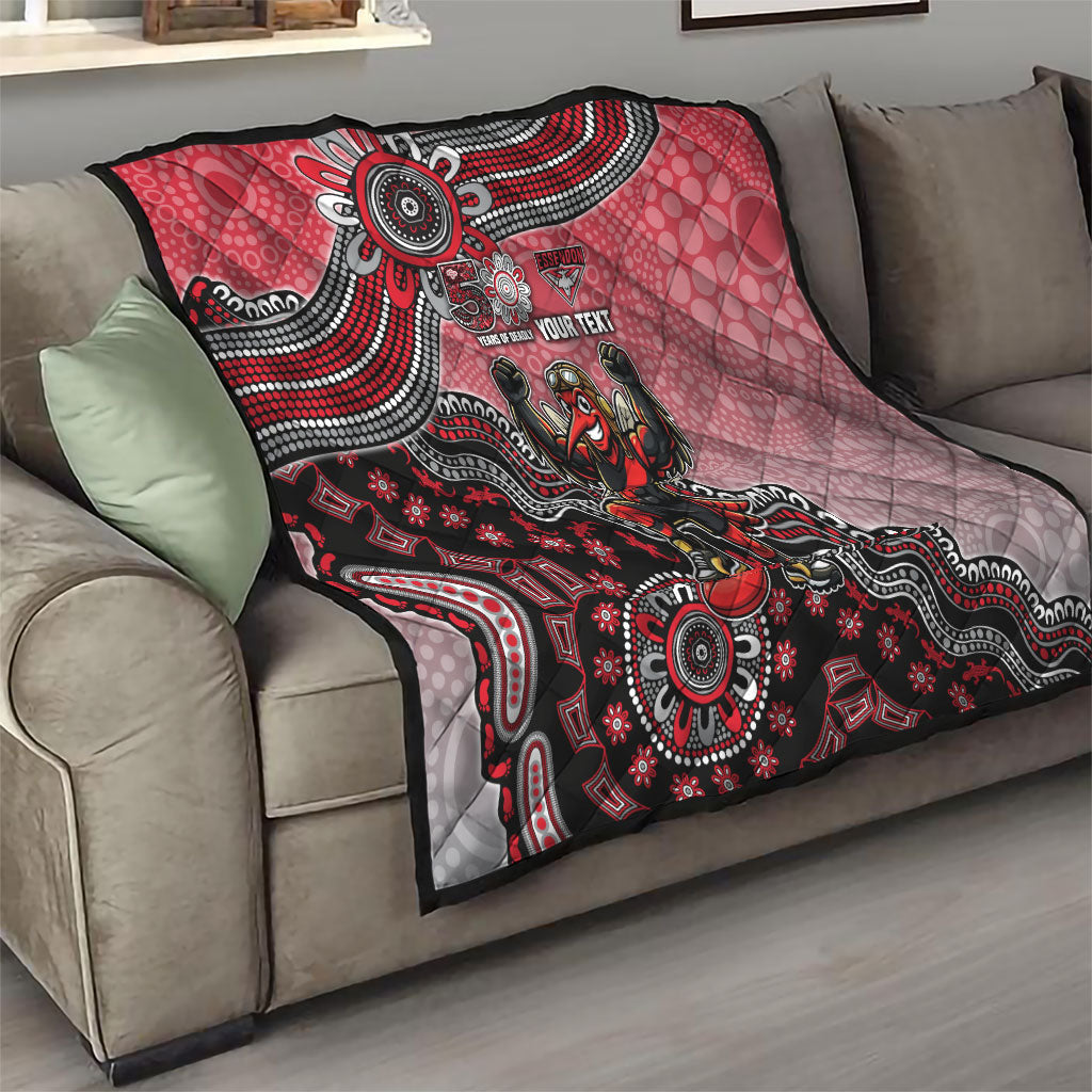 Personalized Essendon Bombers Mascot Quilt Aboriginal Dot Art Style Vibrant Indigenous Pattern Design