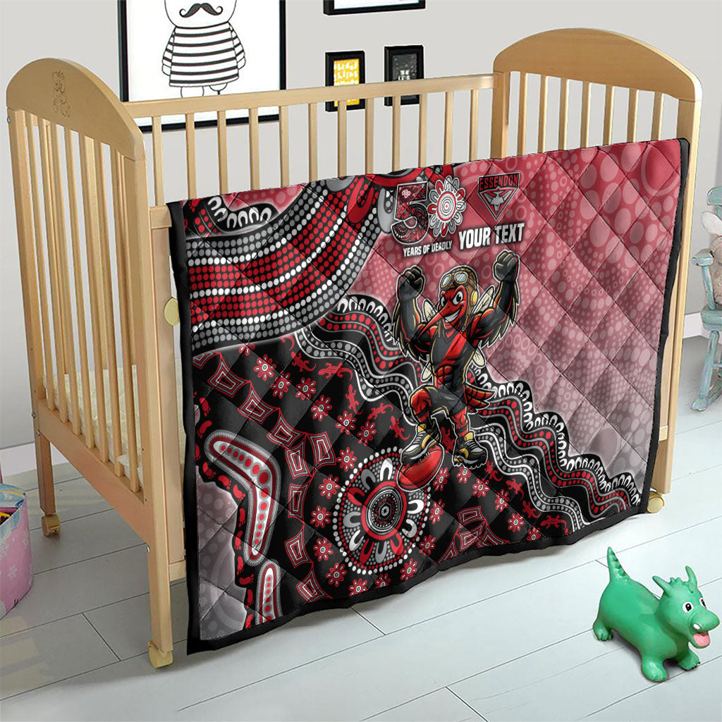 Personalized Essendon Bombers Mascot Quilt Aboriginal Dot Art Style Vibrant Indigenous Pattern Design