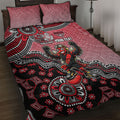 Personalized Essendon Bombers Mascot Quilt Bed Set Aboriginal Dot Art Style Vibrant Indigenous Pattern Design