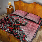 Personalized Essendon Bombers Mascot Quilt Bed Set Aboriginal Dot Art Style Vibrant Indigenous Pattern Design