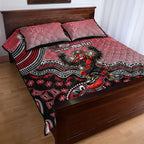Personalized Essendon Bombers Mascot Quilt Bed Set Aboriginal Dot Art Style Vibrant Indigenous Pattern Design