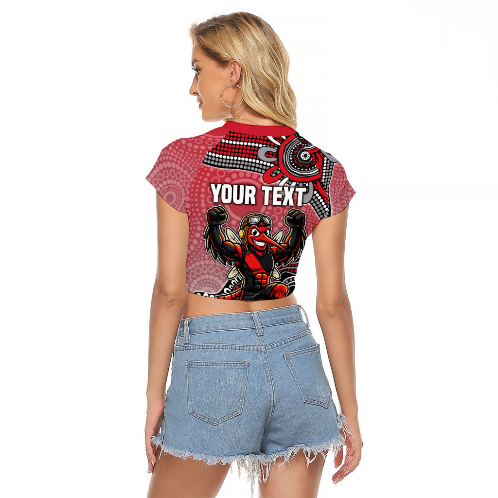 Personalized Essendon Bombers Mascot Raglan Cropped T Shirt Aboriginal Dot Art Style Vibrant Indigenous Pattern Design