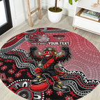 Personalized Essendon Bombers Mascot Round Carpet Aboriginal Dot Art Style Vibrant Indigenous Pattern Design