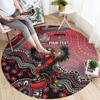 Personalized Essendon Bombers Mascot Round Carpet Aboriginal Dot Art Style Vibrant Indigenous Pattern Design
