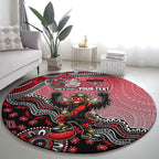 Personalized Essendon Bombers Mascot Round Carpet Aboriginal Dot Art Style Vibrant Indigenous Pattern Design