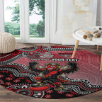 Personalized Essendon Bombers Mascot Round Carpet Aboriginal Dot Art Style Vibrant Indigenous Pattern Design