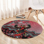 Personalized Essendon Bombers Mascot Round Carpet Aboriginal Dot Art Style Vibrant Indigenous Pattern Design