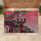 Personalized Essendon Bombers Mascot Rubber Doormat Aboriginal Dot Art Style Vibrant Indigenous Pattern Design