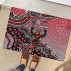 Personalized Essendon Bombers Mascot Rubber Doormat Aboriginal Dot Art Style Vibrant Indigenous Pattern Design