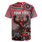 Personalized Essendon Bombers Mascot Rugby Jersey Aboriginal Dot Art Style Vibrant Indigenous Pattern Design