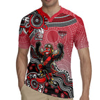 Personalized Essendon Bombers Mascot Rugby Jersey Aboriginal Dot Art Style Vibrant Indigenous Pattern Design