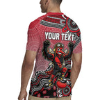 Personalized Essendon Bombers Mascot Rugby Jersey Aboriginal Dot Art Style Vibrant Indigenous Pattern Design
