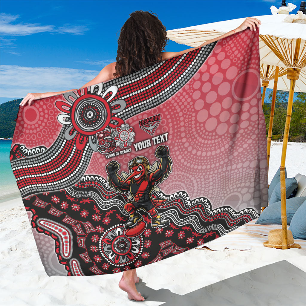 Personalized Essendon Bombers Mascot Sarong Aboriginal Dot Art Style Vibrant Indigenous Pattern Design