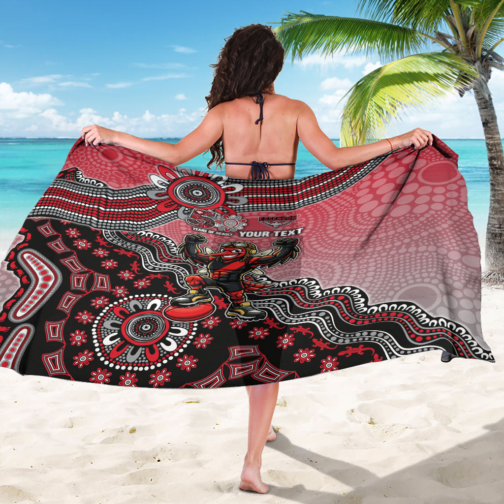 Personalized Essendon Bombers Mascot Sarong Aboriginal Dot Art Style Vibrant Indigenous Pattern Design