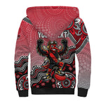 Personalized Essendon Bombers Mascot Sherpa Hoodie Aboriginal Dot Art Style Vibrant Indigenous Pattern Design