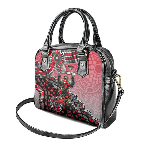 Personalized Essendon Bombers Mascot Shoulder Handbag Aboriginal Dot Art Style Vibrant Indigenous Pattern Design