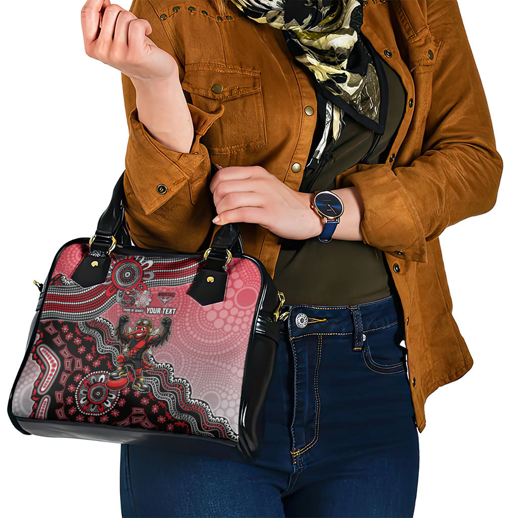 Personalized Essendon Bombers Mascot Shoulder Handbag Aboriginal Dot Art Style Vibrant Indigenous Pattern Design