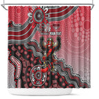 Personalized Essendon Bombers Mascot Shower Curtain Aboriginal Dot Art Style Vibrant Indigenous Pattern Design