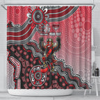 Personalized Essendon Bombers Mascot Shower Curtain Aboriginal Dot Art Style Vibrant Indigenous Pattern Design