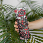 Personalized Essendon Bombers Mascot Skinny Tumbler Aboriginal Dot Art Style Vibrant Indigenous Pattern Design