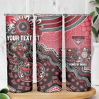 Personalized Essendon Bombers Mascot Skinny Tumbler Aboriginal Dot Art Style Vibrant Indigenous Pattern Design