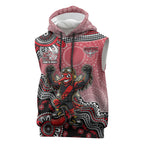 Personalized Essendon Bombers Mascot Sleeveless Hoodie Aboriginal Dot Art Style Vibrant Indigenous Pattern Design