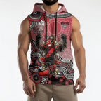 Personalized Essendon Bombers Mascot Sleeveless Hoodie Aboriginal Dot Art Style Vibrant Indigenous Pattern Design