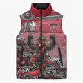 Personalized Essendon Bombers Mascot Sleeveless Puffer Jacket Aboriginal Dot Art Style Vibrant Indigenous Pattern Design