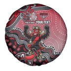 Personalized Essendon Bombers Mascot Spare Tire Cover Aboriginal Dot Art Style Vibrant Indigenous Pattern Design