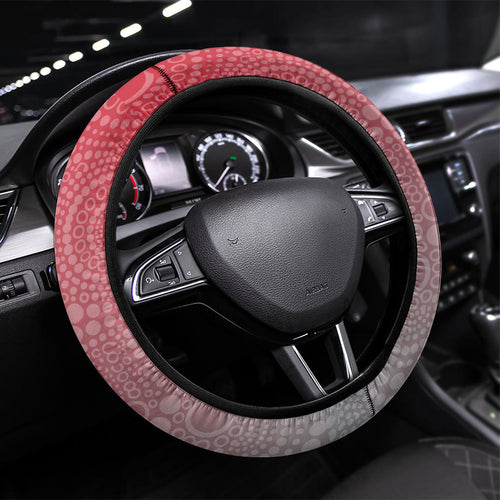 Essendon Bombers Mascot Steering Wheel Cover Aboriginal Dot Art Style Vibrant Indigenous Pattern Design